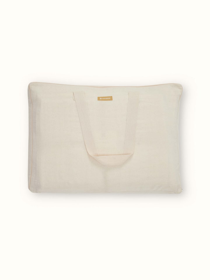 Full view of Pipa ivory solid silk razai embroidered double bedspread set (3 pcs) showing the complete set and its elegance.