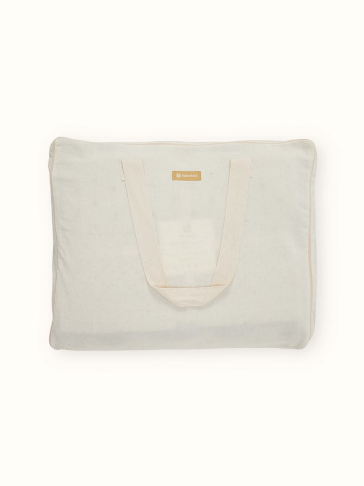 Detailed view of the Nitya Blue Textured Stripe Cotton Razai Bedspread Set, focusing on the texture and design.
