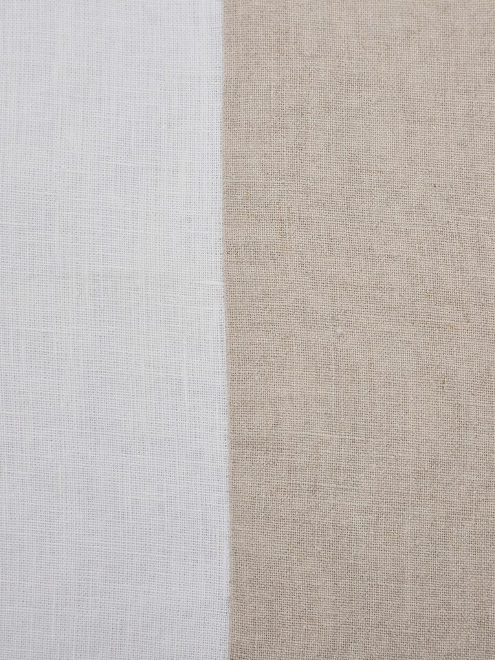 Back view of Kahani beige two tone linen kantha hand embroidery cushion cover showing the cushion's construction
