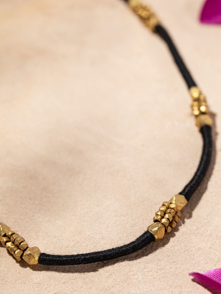 Detailed view of Dhokra Long Necklace focusing on the unique Dhokra style