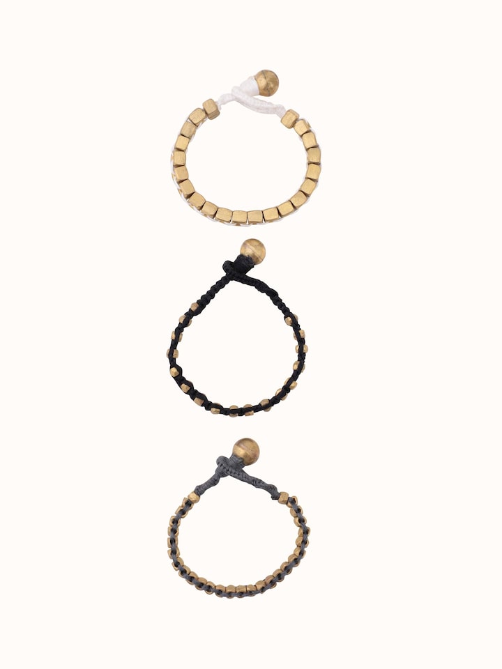 Front view of Dhokra Bracelet Set (3 pcs) showcasing traditional metalwork.