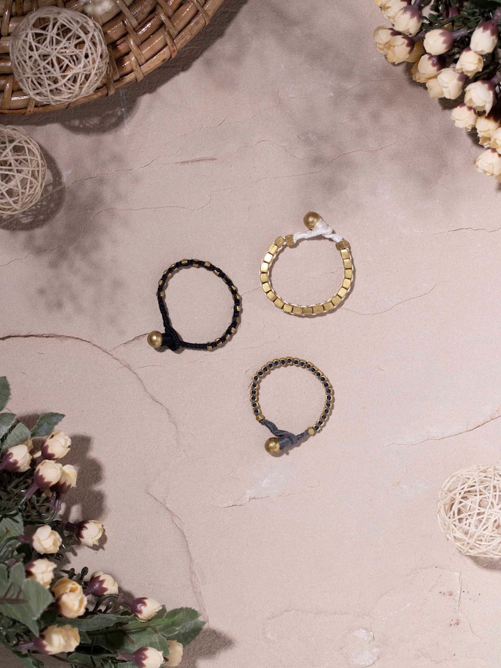 Close-up view of Dhokra Bracelet Set (3 pcs) highlighting intricate Dhokra design.