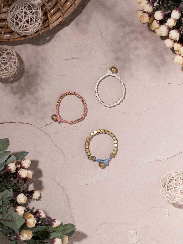 Close-up of Dhokra Bracelet Set (3 pcs), highlighting craftsmanship