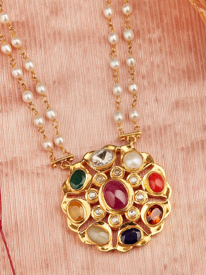 Navratna Silver Pendant & Chain