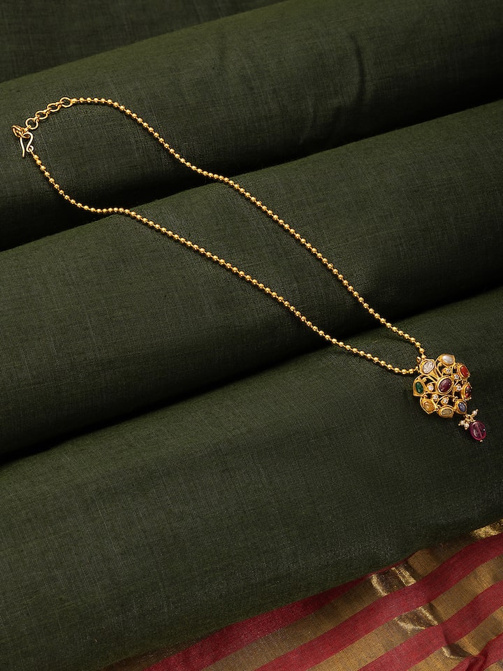 Navratna Silver Pendant & Chain