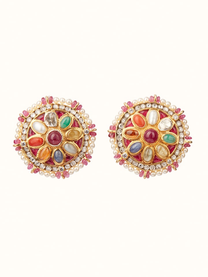 Navratna Silver Studs