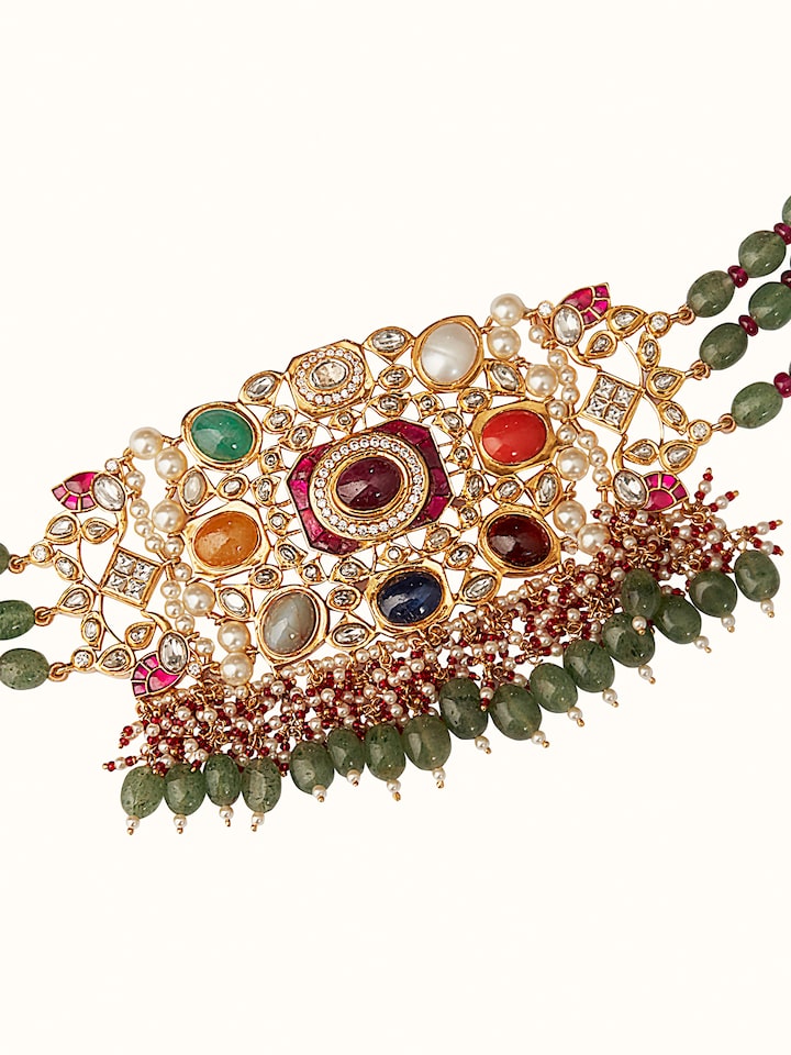 Navratna Silver Choker Necklace