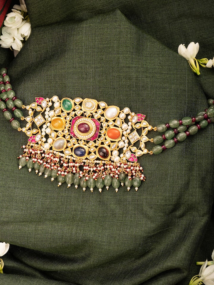 Navratna Silver Choker Necklace