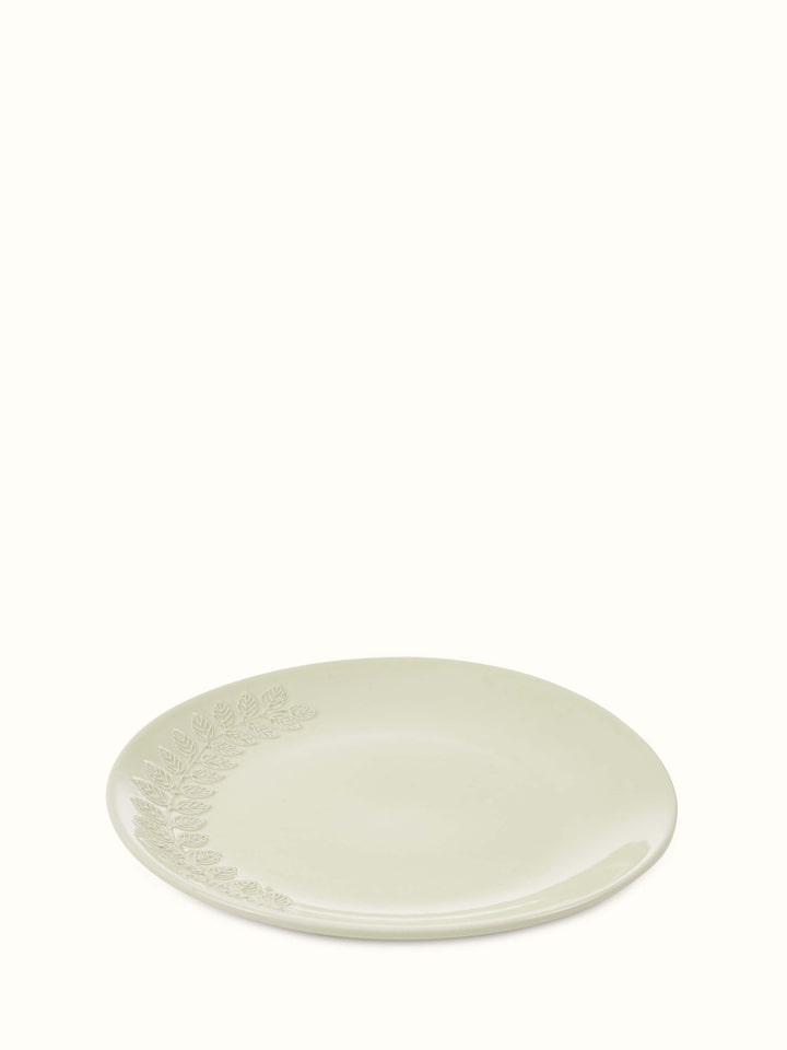 Detailed view of Khurja pottery ceramic simple dinner plates white (4 pcs)