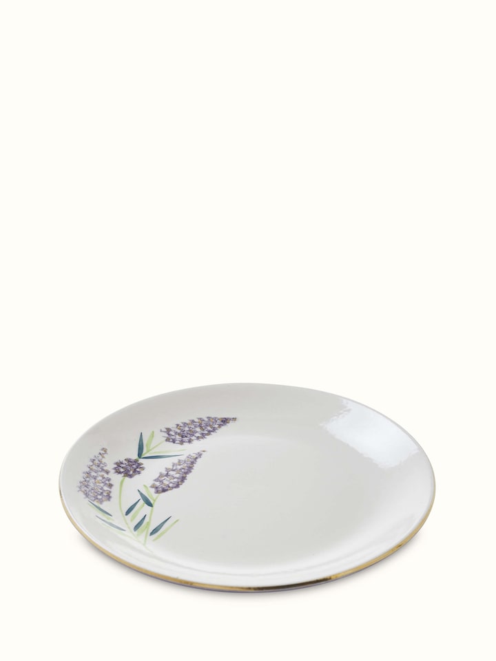Full view of Khurja pottery stoneware dinner plates (4 pcs) featuring complete set and intricate patterns.