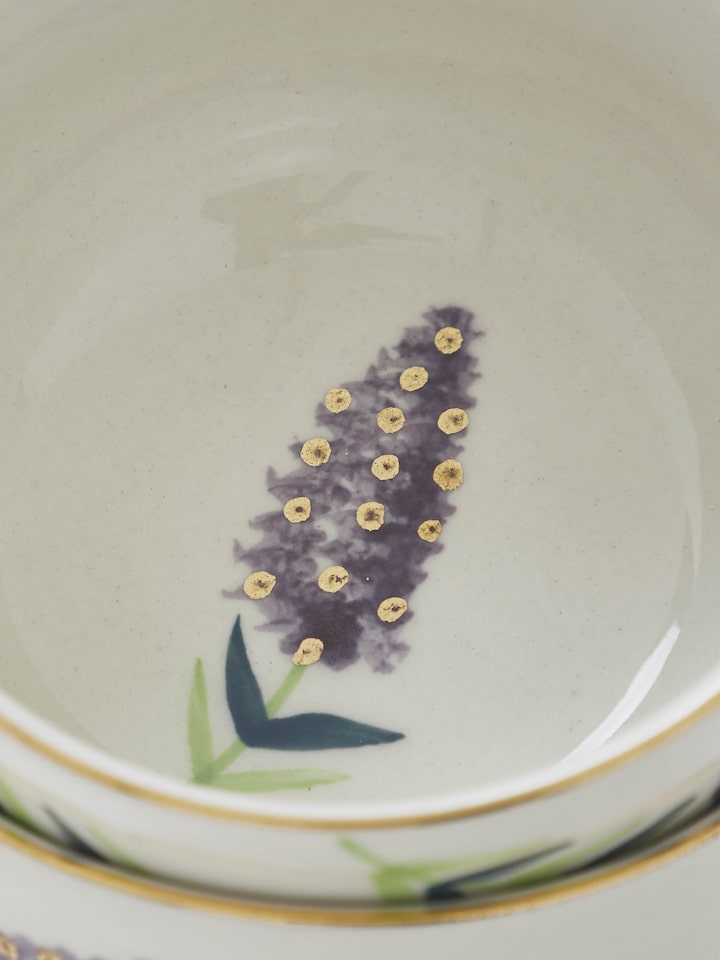 Detailed view of Khurja Pottery Stoneware Soup Bowls (2 pcs) highlighting intricate patterns