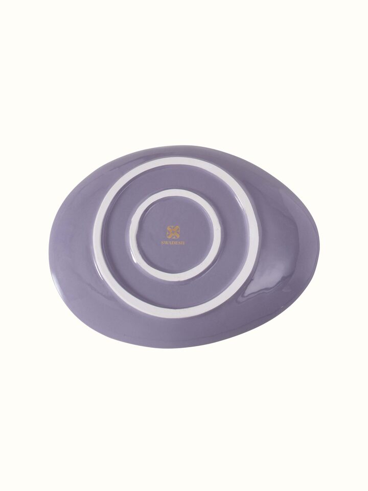 Top view of Khurja pottery stoneware serving plates (2 pcs) showcasing the plate design