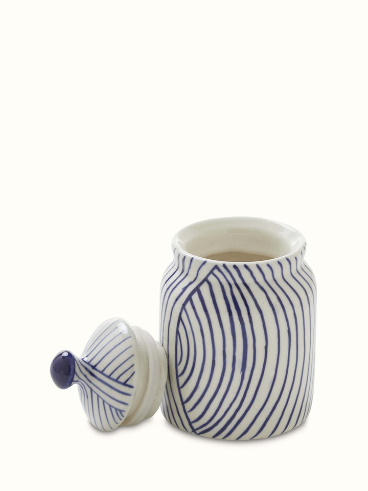 Top view of Khurja Pottery Stoneware Pickle Jars (2 pcs) highlighting lid design