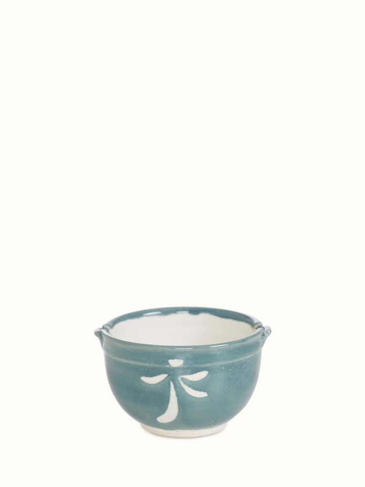 Detail view of Khurja Pottery Ceramic Salad Plates in white & green (4 pcs) focusing on the ceramic finish.