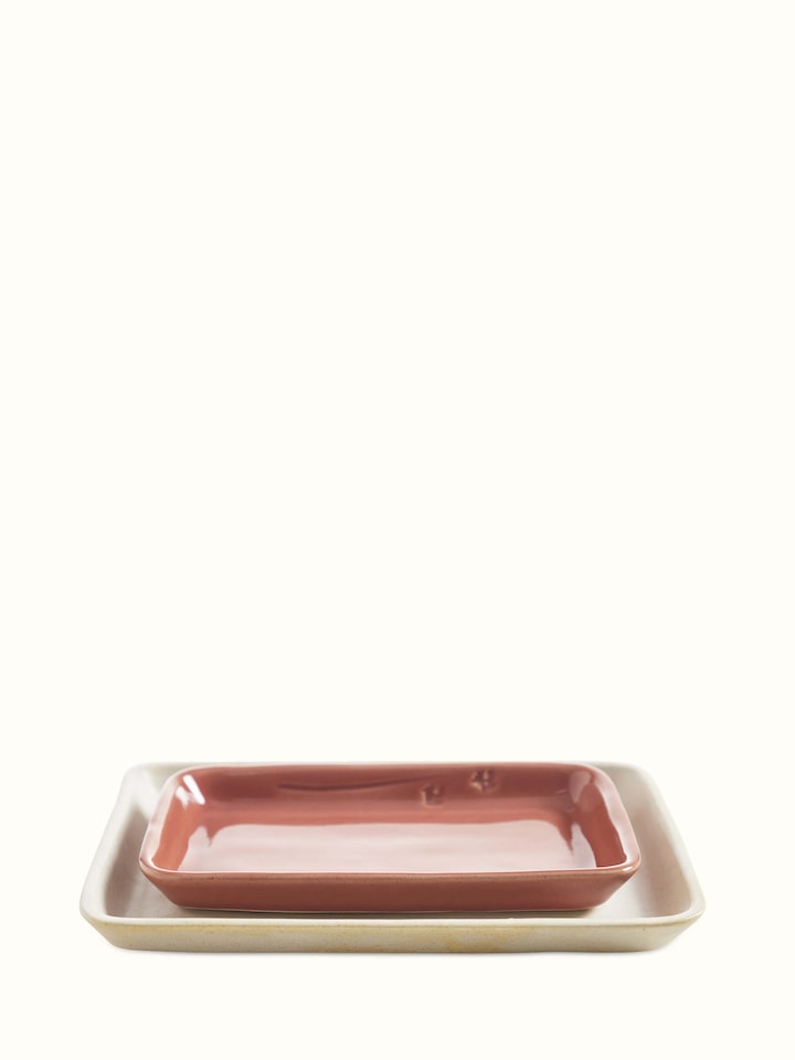 Front view of Studio Pottery Ceramic Rectangular Serving Platters, showing the elegant design and smooth surface