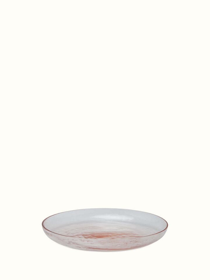 Elegant pink Firozabadi glass dinner plate with a refined design.