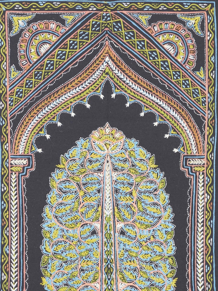 Detailed view of Rogan Castor Oil & Pigment Jivandrishti Painting by Swadesh emphasizing the unique texture and intricate design.