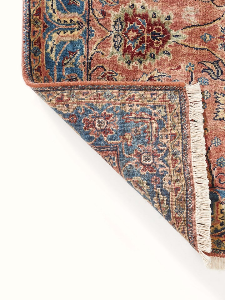 Back view of Ziegler Jaipur Runner, highlighting structure and artisan finishing techniques.