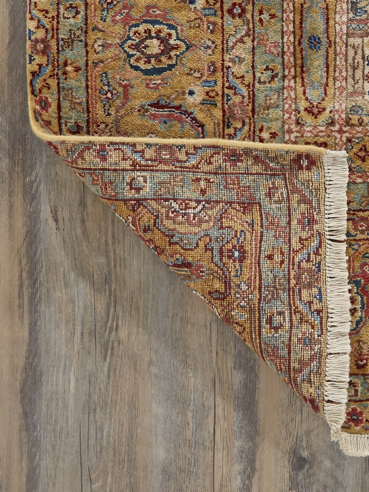 Back view of Traditional Bakhtiyari Jaipur Wool Hand-knotted Rug showing the reverse weave