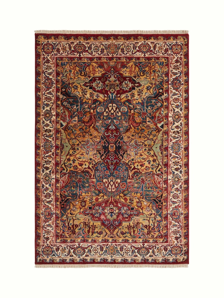 Front view of Traditional Heriz Rust Jaipur Wool Hand-Knotted Rug showcasing intricate hand-knotted design.
