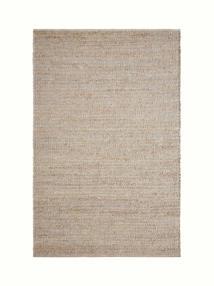 Textured solid grey jute and wool natural fibre rug (5x8 ft) showcasing a close-up of its intricate texture and grey tones.