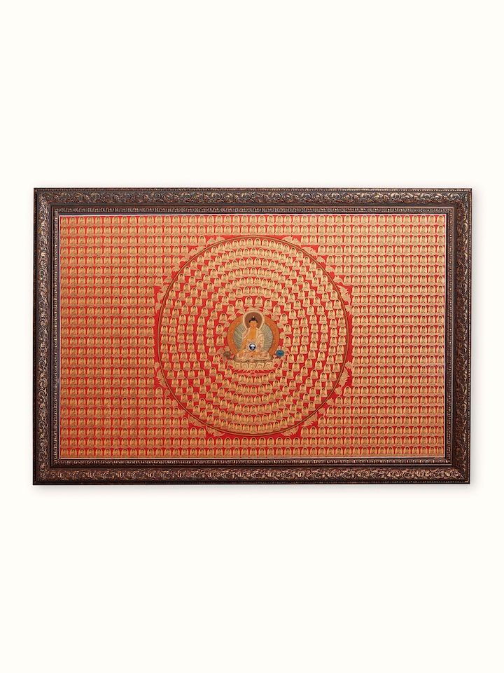 Front view of 1008 Buddha Thangka painting with detailed artwork