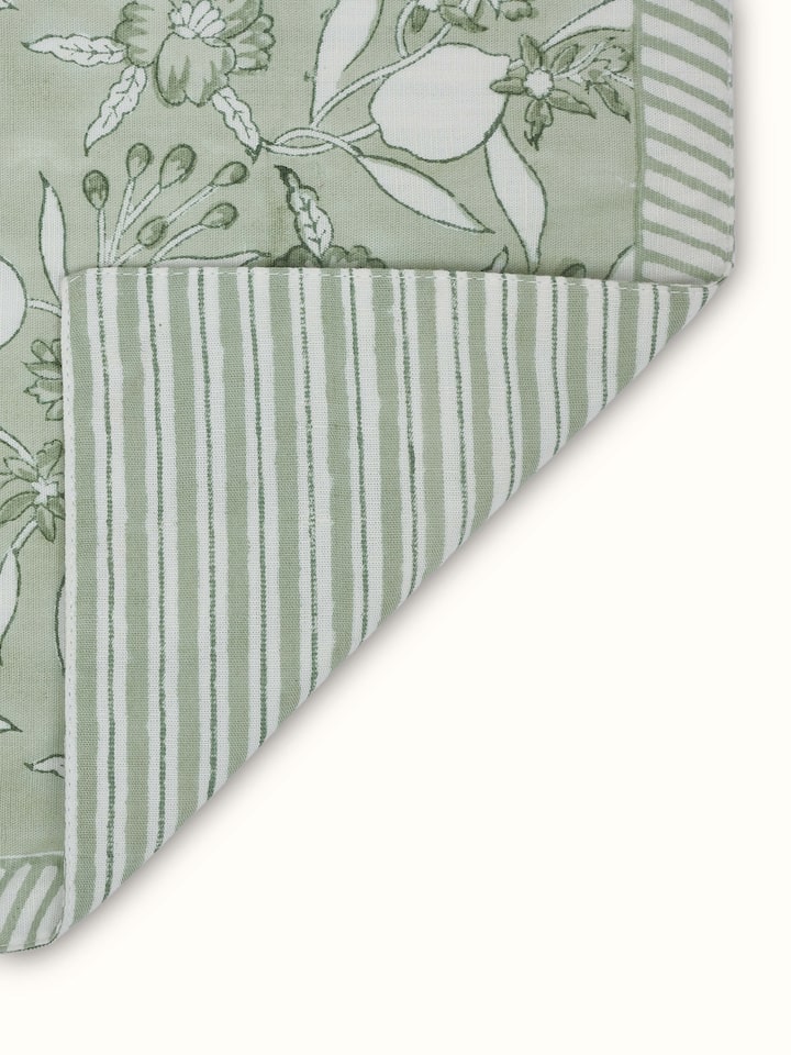Back view illustrating mat construction, fabric texture, and print clarity.