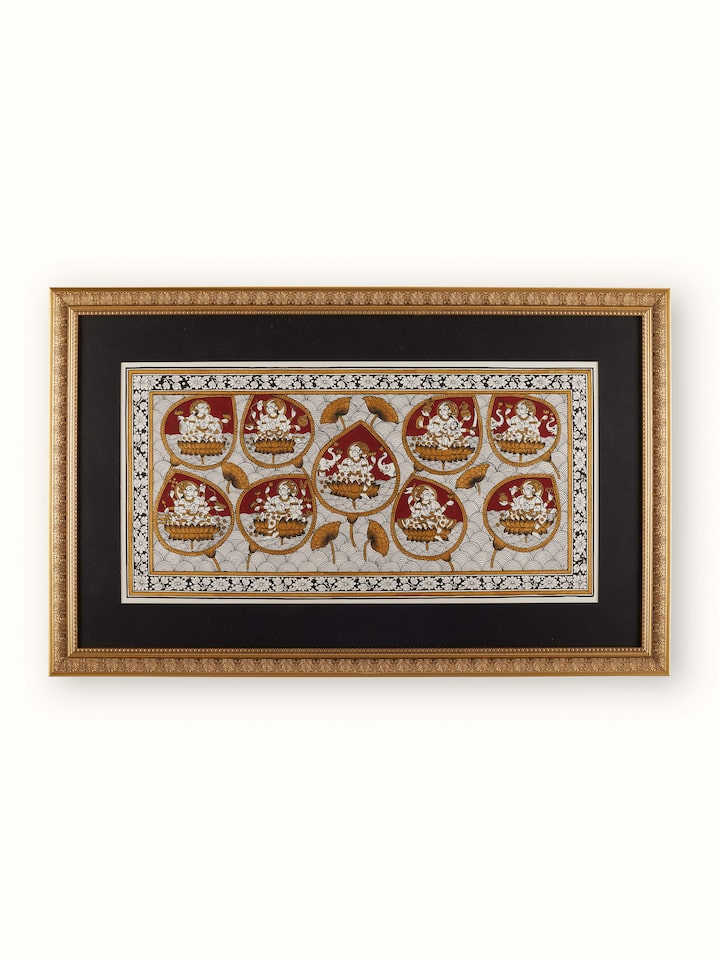 Front view of Phad Ashta Lakshmi painting showcasing intricate artwork