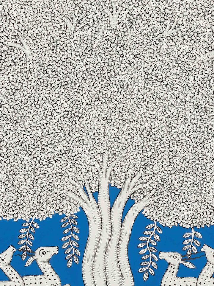 Back view of Phad deer herd painting