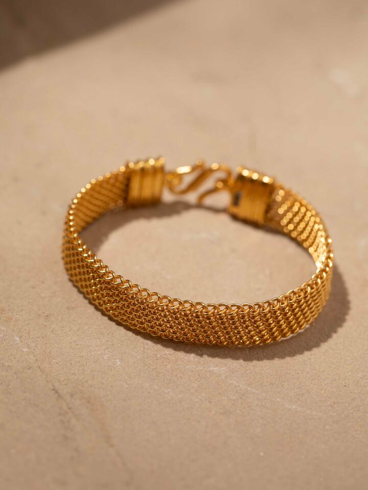 Close-up view of Silver Flexible Bracelet highlighting the detailed silverwork and flexibility.
