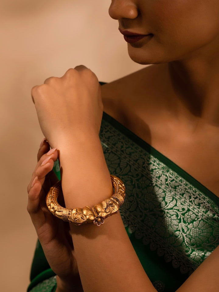 Styled detail view of Silver Smithing Kada worn on the wrist, shown in an alternate styled shot