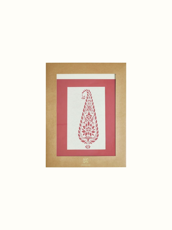 Detailed view of Sanjhi paper stencil Mughal kairi wall art showcasing intricate craftsmanship.