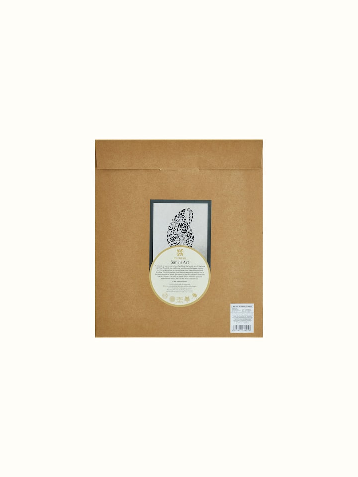 Full view of Sanjhi Paper Stencil Kata Jaali Wall Art, displaying the overall design and its application as wall decor