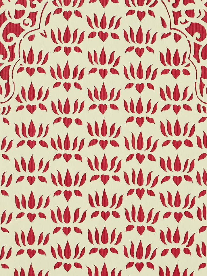 Angled view of Sanjhi paper stencil lotus jaali wall art showcasing the detailed and delicate design work
