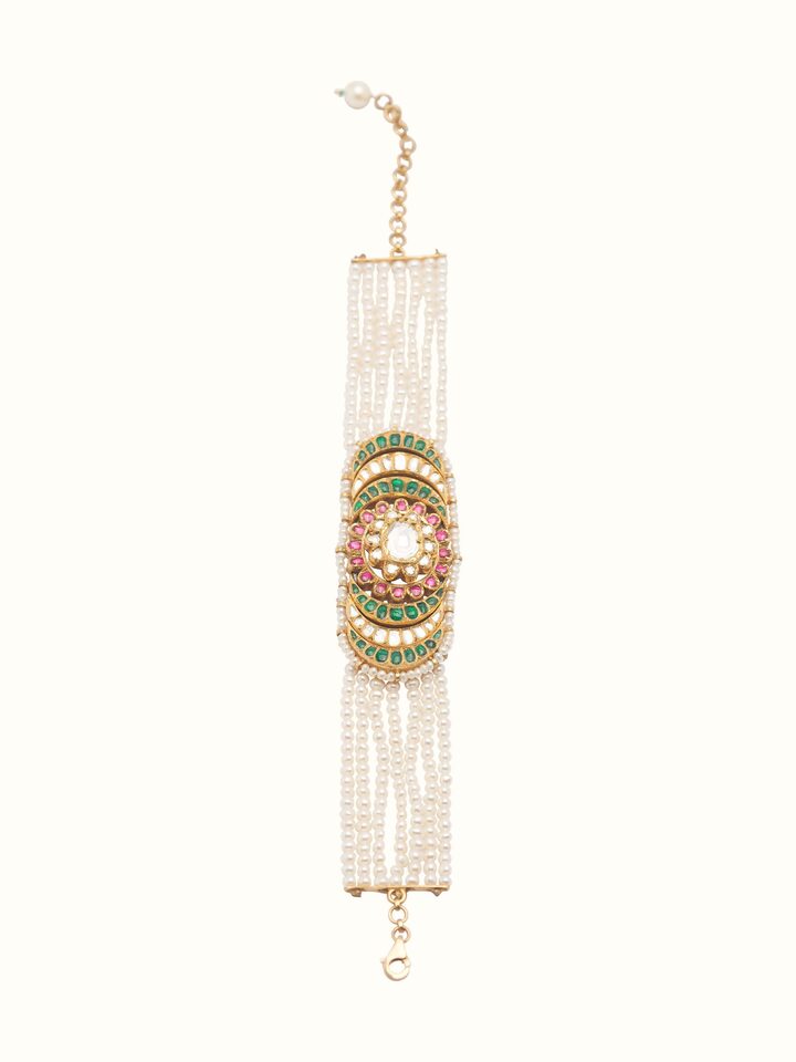 Front view of Jadau 18 Karat Gold Bracelet showcasing its luxurious gold design and craftsmanship.
