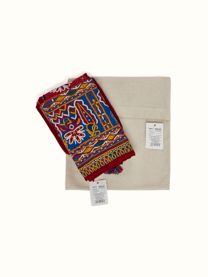 Back view of Kutch Embroidery Floral Toran by Swadesh emphasizing the fine stitchwork and rich embroidery detailing.