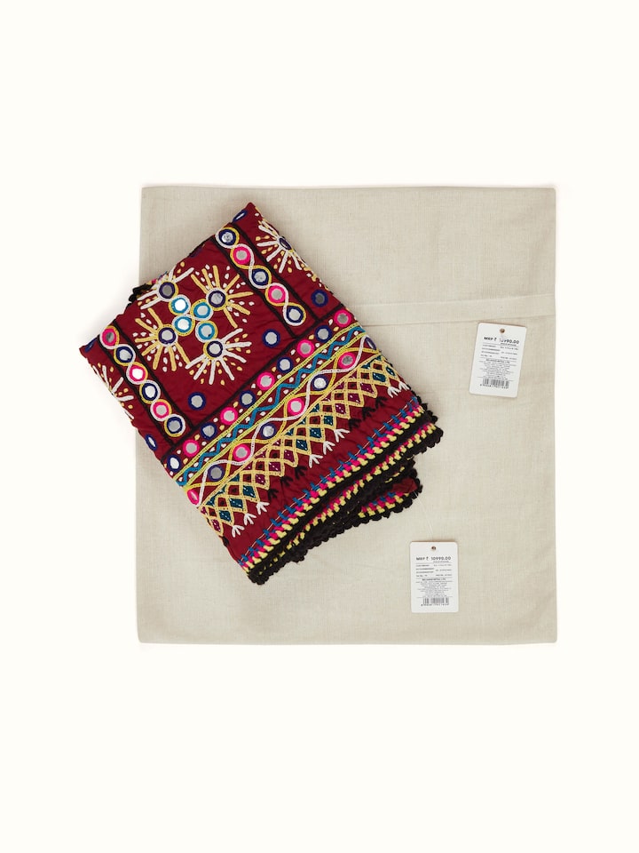 Angled view of Kutch Embroidery Patterned Toran, emphasizing the traditional patterns and intricate thread work.