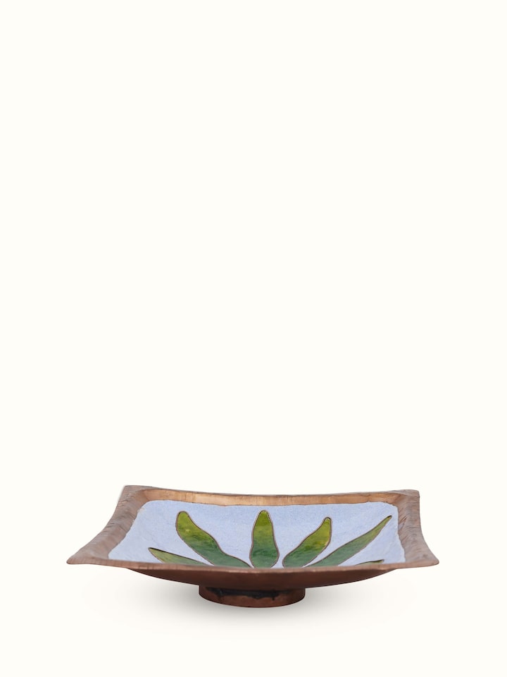 Top view of Copper Tray (8 x 8 inches), highlighting the shiny surface and traditional design
