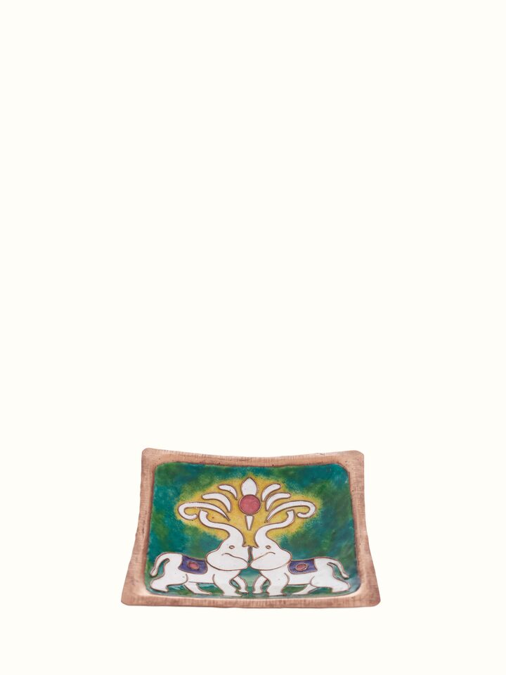 Copper tray with elegant finish and polished surface.