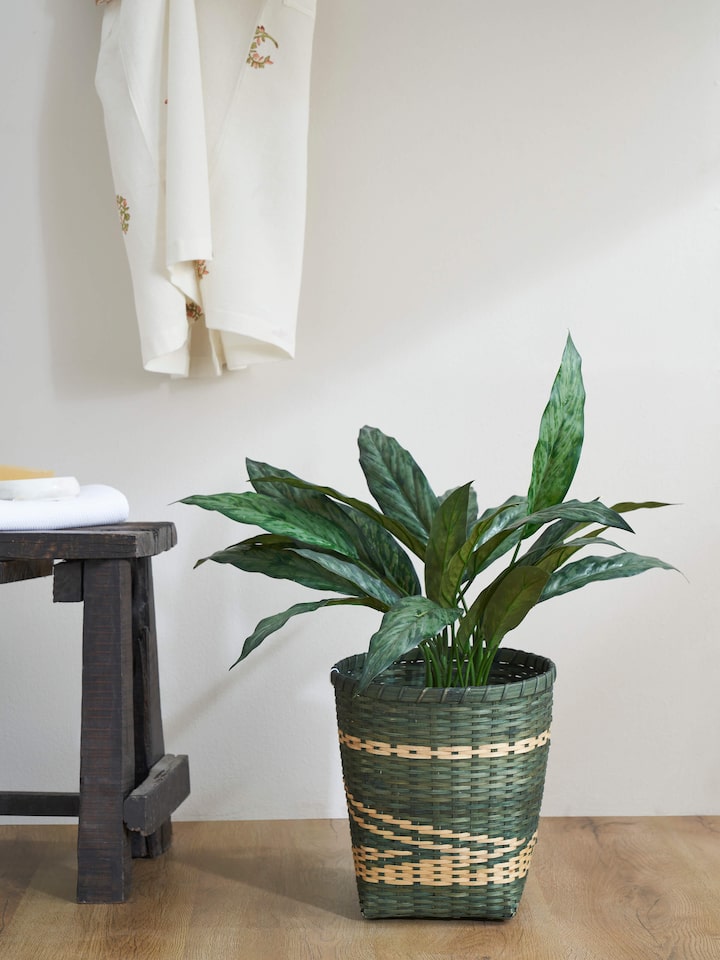 Side view of green Bamboo planter emphasizing its sturdy design and eco-friendly material
