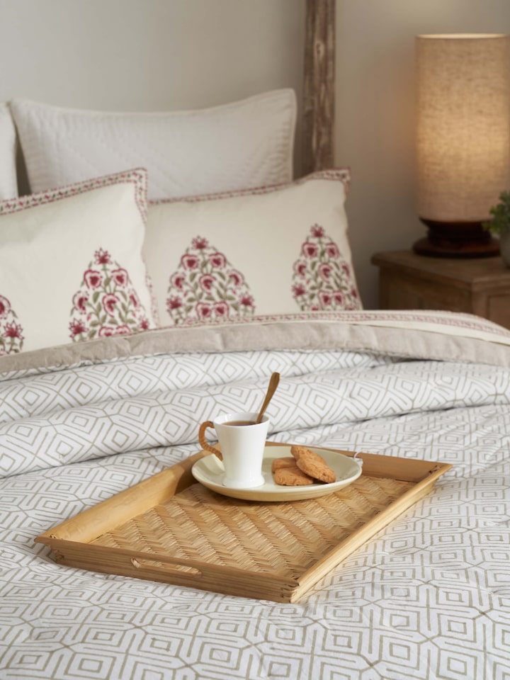 Side view of Bamboo Tray highlighting the smooth edges and fine bamboo weave.
