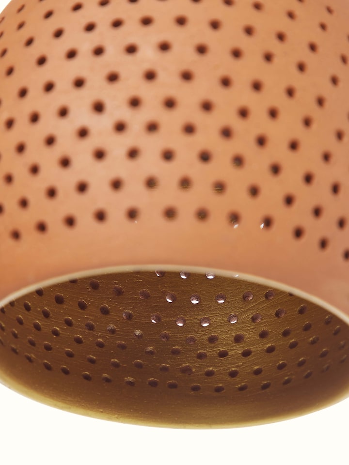 Top view of Natural Terracotta Pendant Lights (Small), highlighting the unique design and lighting effect