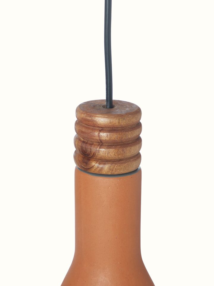Additional view of Terracotta Pendant Lights Tall (2 pcs) highlighting the lighting effect and terracotta finish.