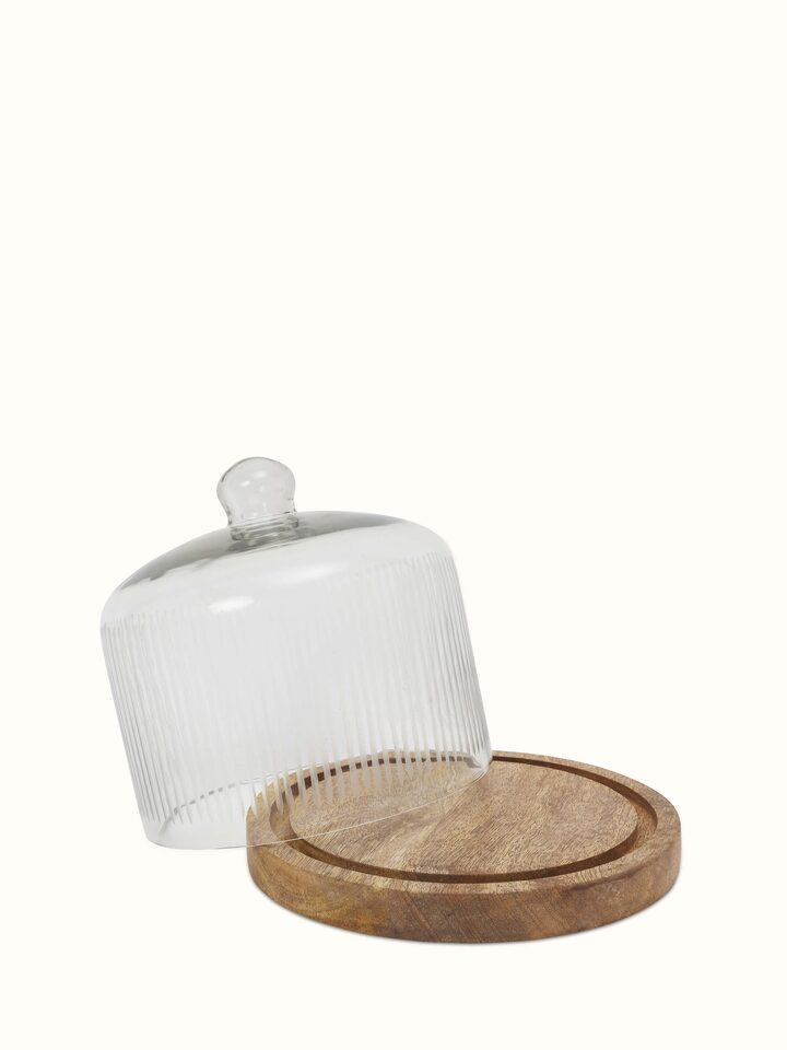 Side view of glass-worked bell jar, showcasing its refined craftsmanship and intricate detailing.