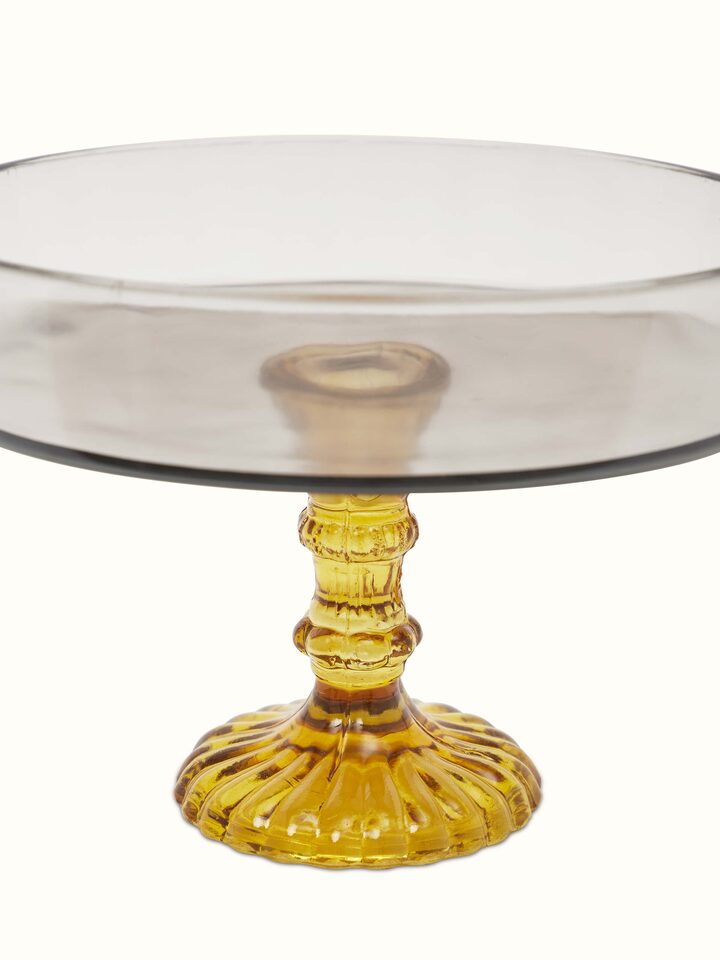 Close-up detail of Glass-Worked Cake Stand focusing on the glasswork and finishing.