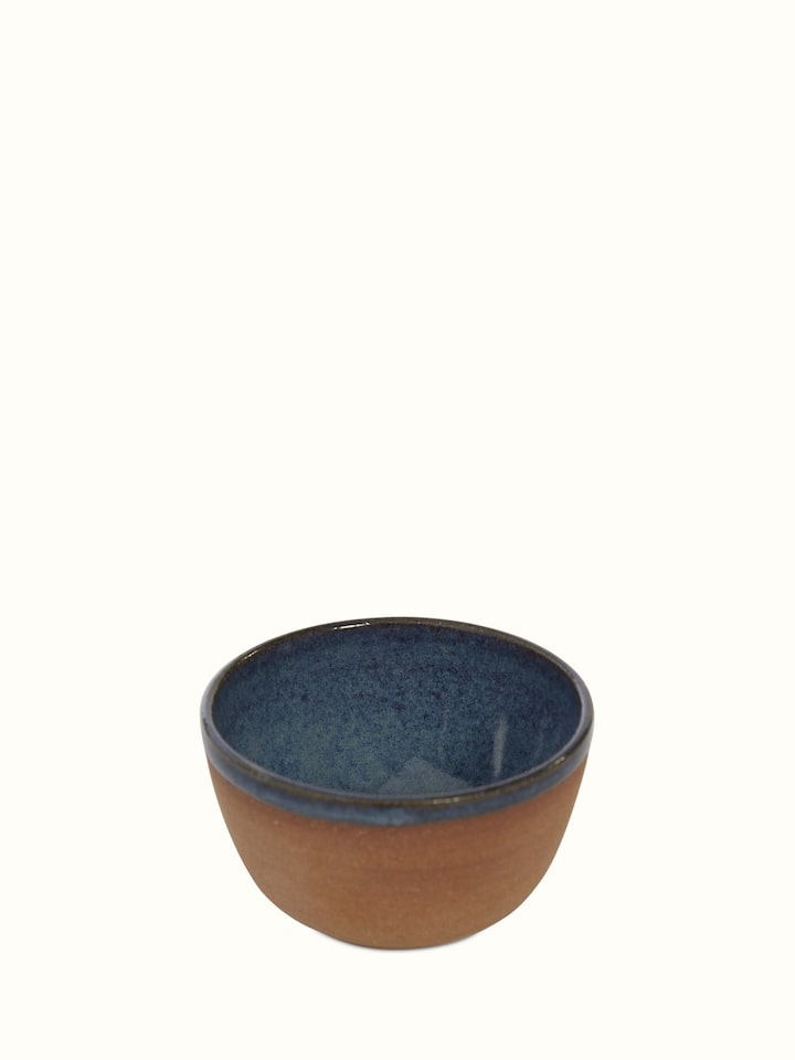 Angle view of Studio pottery ceramic dinner bowls in brown (2 pcs) highlighting their artisanal finish.