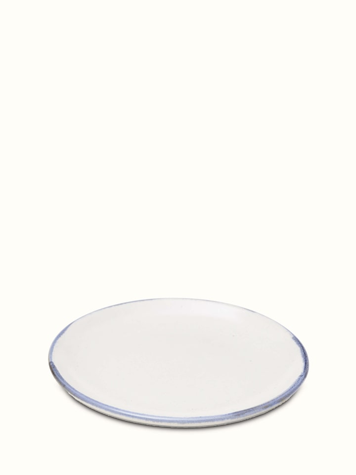 Top view of Studio pottery ceramic salad plate white