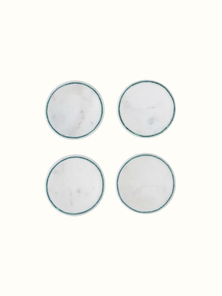 Front view of Marble Inlaid Coasters set displaying elegant inlaid design