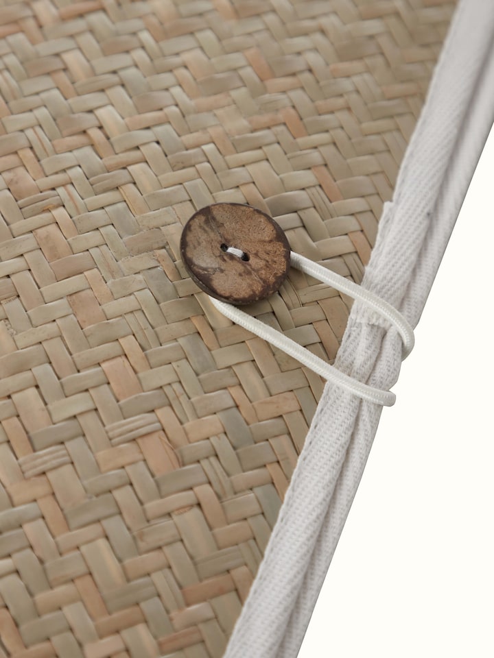 Top view of bamboo sital patti file folder in brown emphasizing the flat, smooth surface and natural finish.