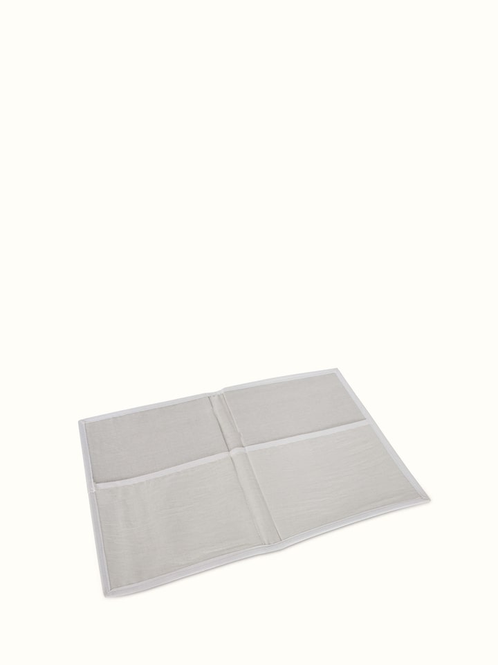 Back view of bamboo sital patti file folder in brown showcasing the file’s structure and the back design.